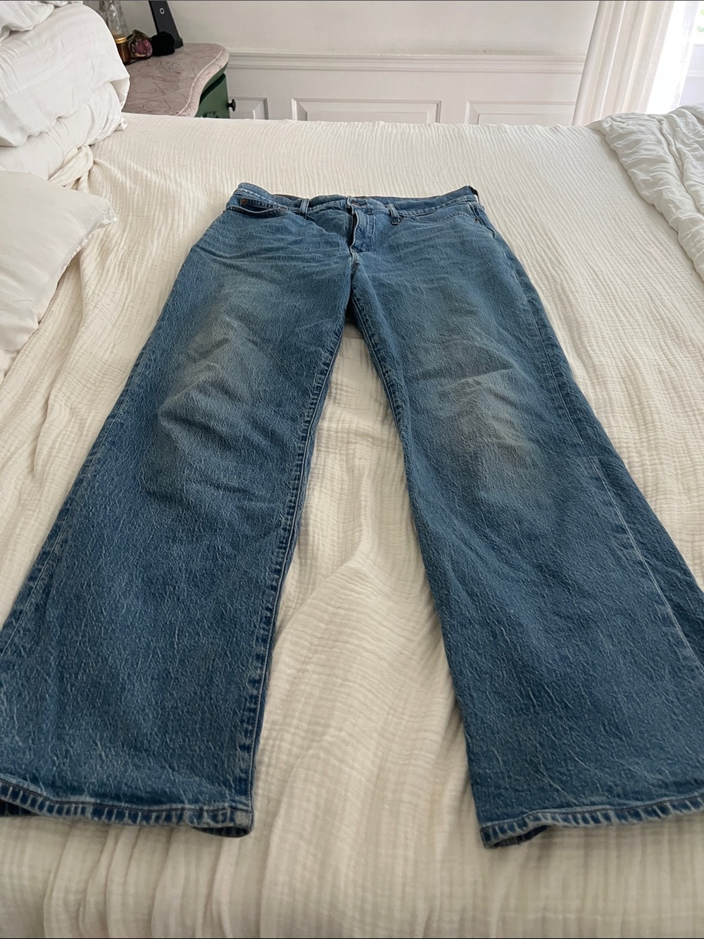 J. Crew Wide-Leg Jeans in Medium Blue Wash